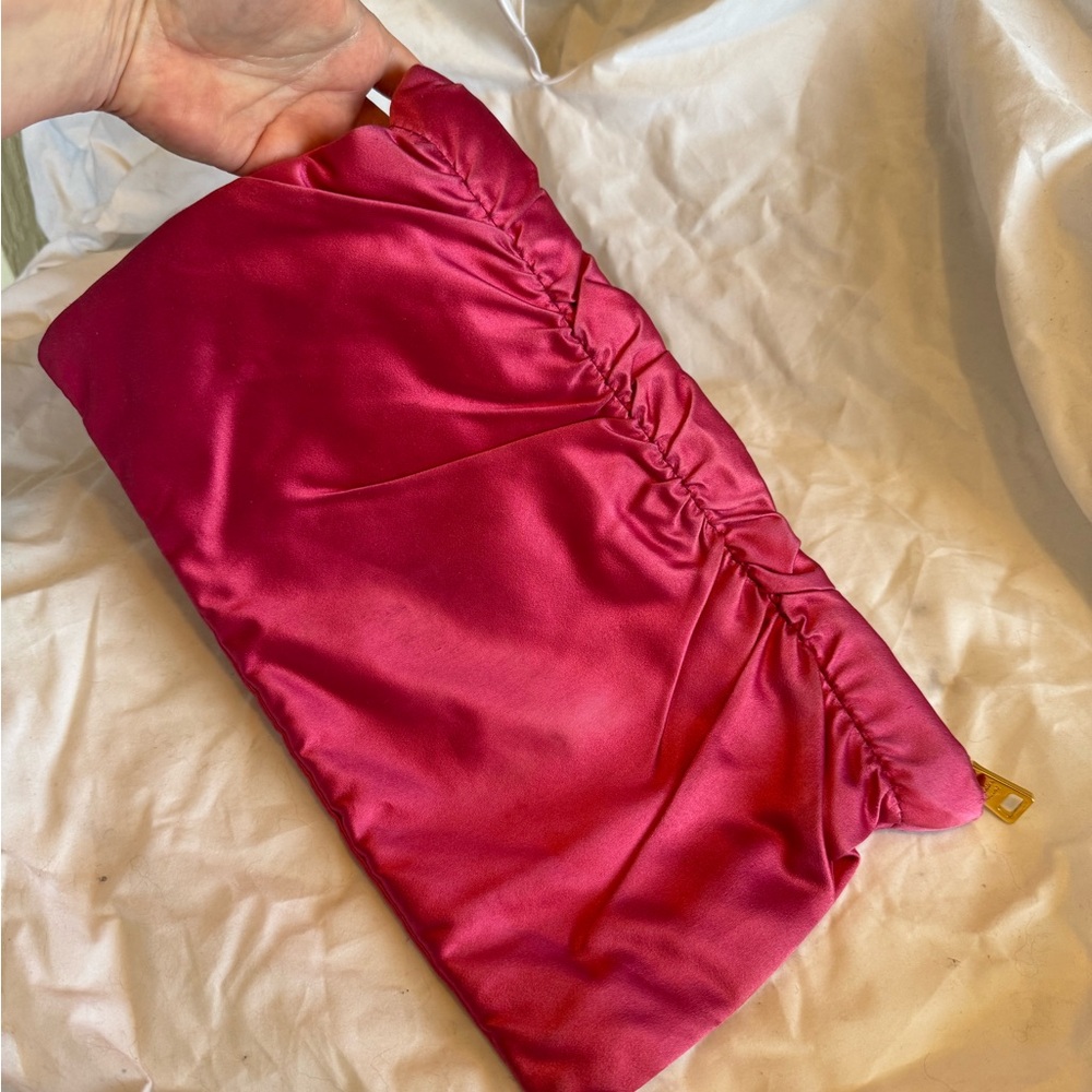 Prada Fuchsia Satin Pouch with Gold Accent - Picture 5 of 16
